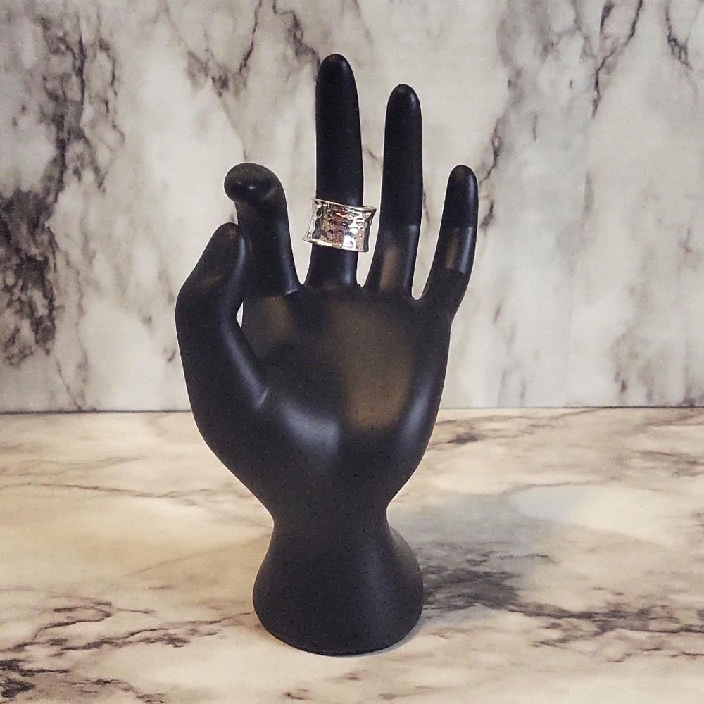 Fashion Shaped Alloy Hand Hammered Chunky Rings for Women Size 7 - Picture 6 of 15